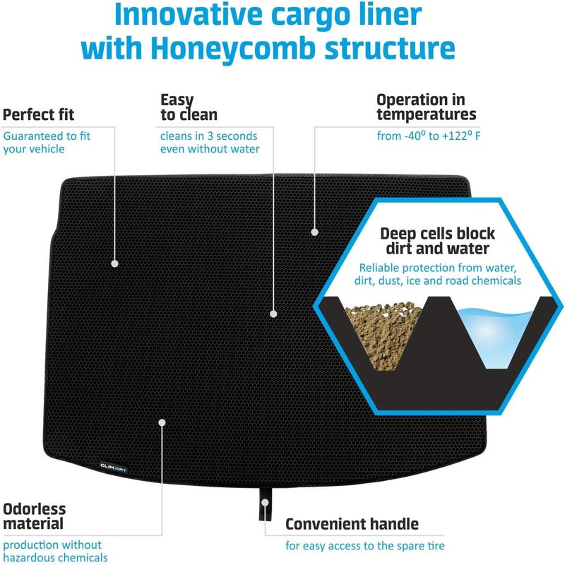 CLIM ART Custom Fit Cargo Liner for Dodge Durango 2011-2023 - Honeycomb Waterproof & Dirtproof Trunk Mat - Image 2