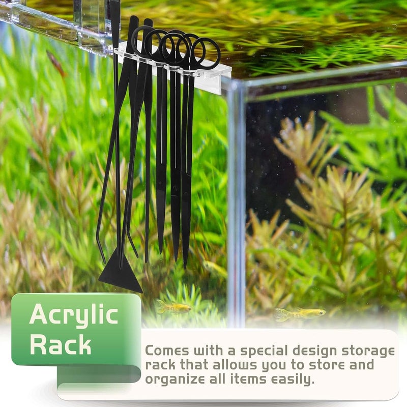 Aquascaping Tool Kit with Storage Bag, Black Steel Aquatic Landscaping Aquarium Plant Scissors Tools Equipment for Fish Tank, Curved Waved Scissor Tweezers Spatula for Aquascape - Image 2