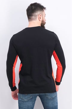DIESEL Men Crew Neck Long Sleeves Brand Logo T-shirt, Black  - Image 2