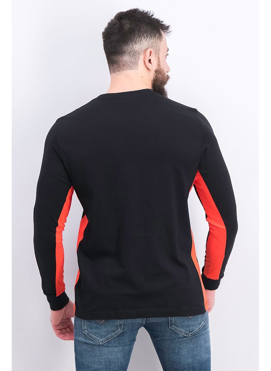 DIESEL Men Crew Neck Long Sleeves Brand Logo T-shirt, Black  - Image 2