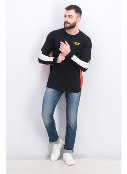 DIESEL Men Crew Neck Long Sleeves Brand Logo T-shirt, Black  - Image 4