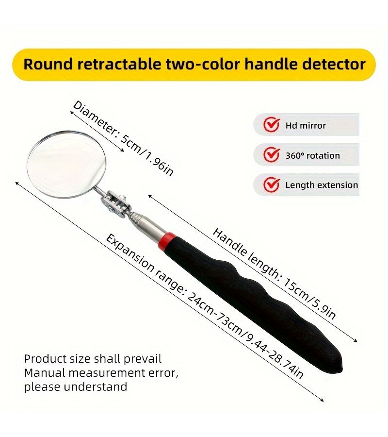 3 Pcs Retractable Round And Square Maintenance Inspection Mirror Tools - Image 1