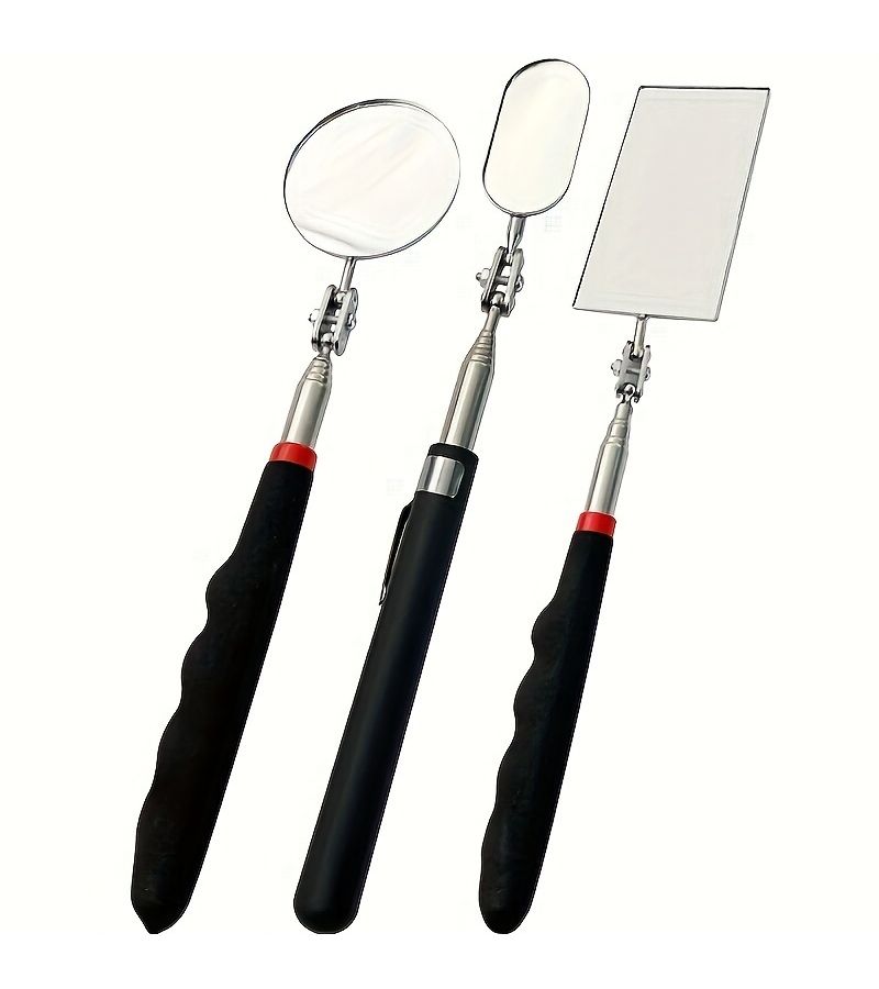 3 Pcs Retractable Round And Square Maintenance Inspection Mirror Tools - Image 4