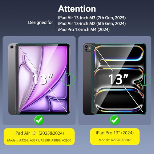 SPARIN Screen Protector for iPad Air 13 Inch M3 2025 & M2 2024 (7th/6th Generation) & iPad Pro 13 Inch M4 7th Gen, Case Friendly/2 Pack Tempered Glass, Support Apple Pencil - Image 2