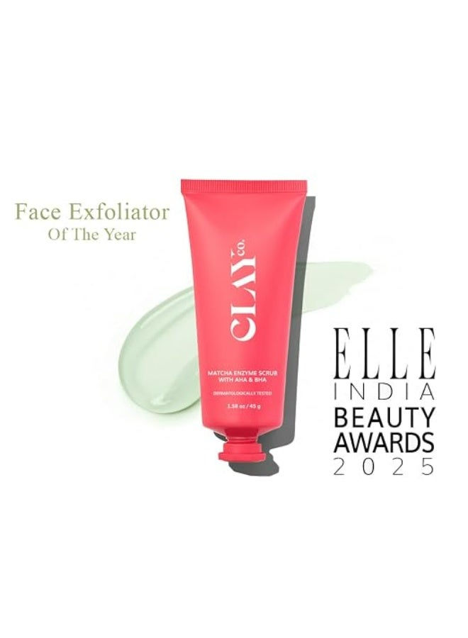ClayCo Matcha Enzyme Face Scrub with AHA + BHA for Gentle Exfoliation, Deep Pore Cleansing, Blackhead Removal, Skin Brightening & Texture Refining for Oily, Acne-Prone & Combination Skin | 70 g - Image 3