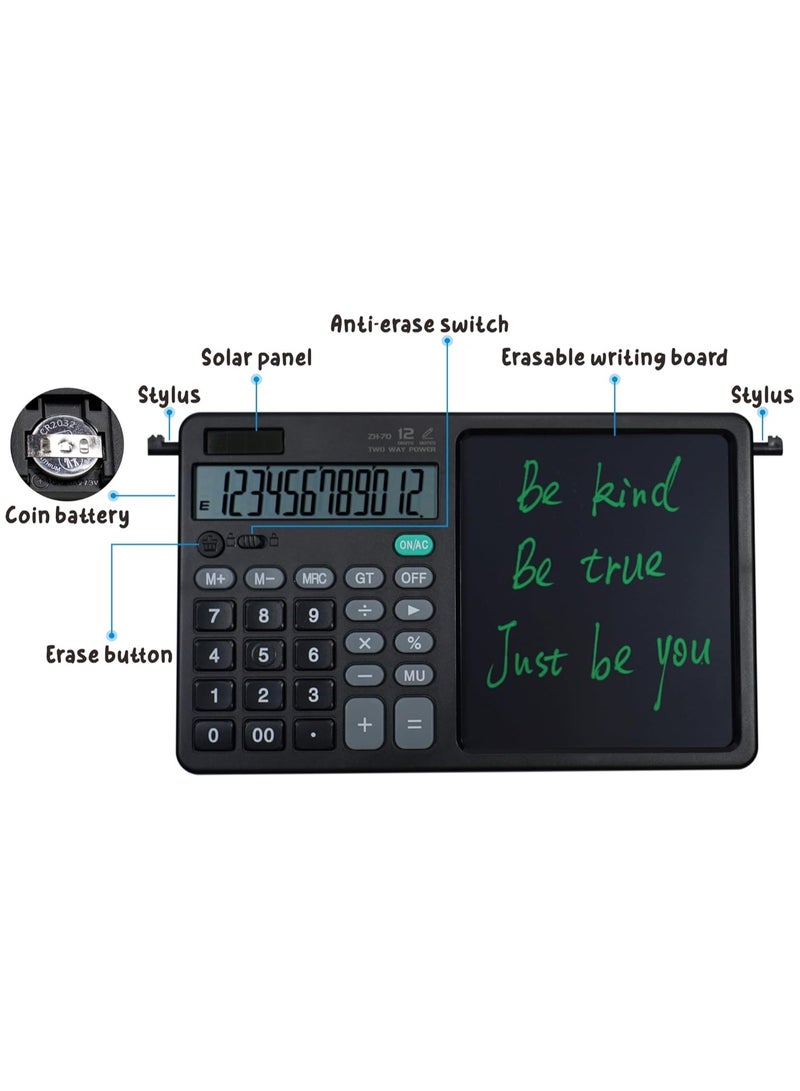 آلة حاسبة 2 في 1 ولوحة كتابة رقمية - 12 رقمًا، طاقة مزدوجة - Image 2