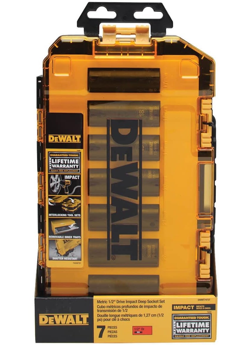 DEWALT DEWALT DWMT74737 Tough Box 7PC mm 12 Deep Drive Impact Socket Set  - Image 3