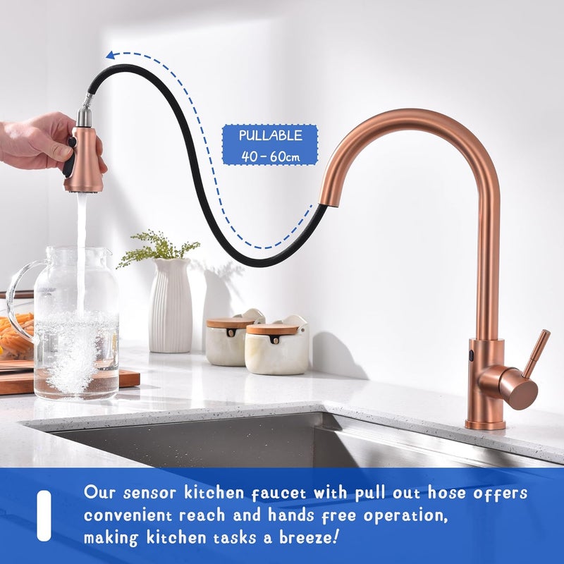 TUTEW Touchless Kitchen Faucet with Pull Down Sprayer, Matte Black Motion Sensor Kitchen Sink Faucet Single Hole, Spot Resist Stainless Steel Single Handle Commercial Modern Faucet - Image 5