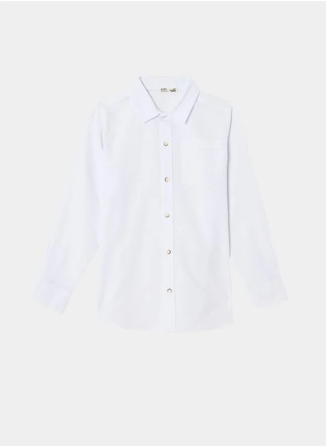 ديفاكتو Solid Oxford Buttoned Down Shirt