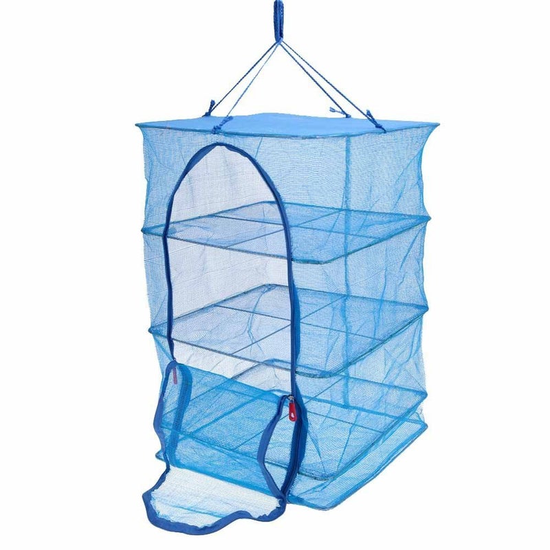 docooler Docooler 4 Layers Meat Drying Net Drying Rack Net Folding Vegetable Fish Dishes Mesh Hanging Drying Net with Zipper Blue 40 40 65cm 