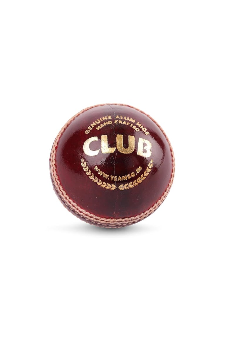 SG Club Cricket Ball Leather | Red | Standard Size | Leather | Adult | Four-Piece Construction | Alum Tanned Leather | Portuguese Cork Core | Wool Winding | Suitable for Club Matches - Image 1