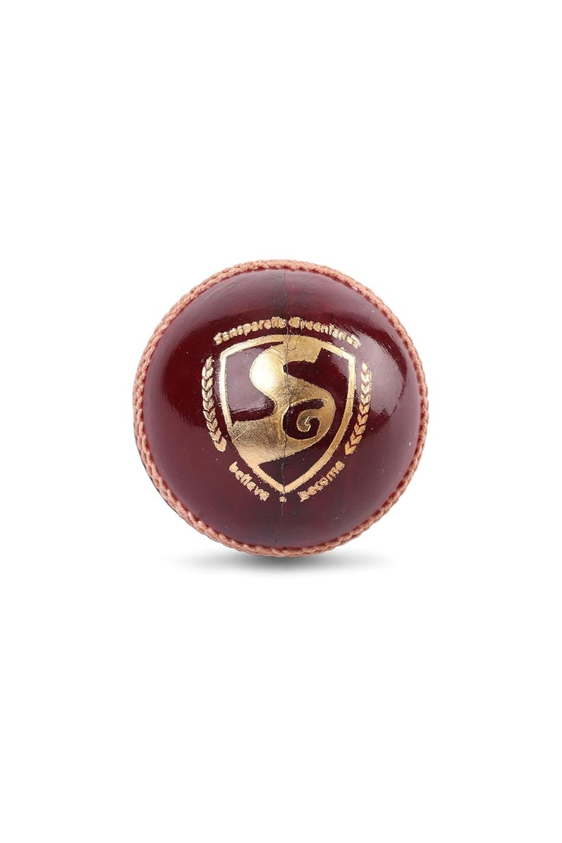 SG Club Cricket Ball Leather | Red | Standard Size | Leather | Adult | Four-Piece Construction | Alum Tanned Leather | Portuguese Cork Core | Wool Winding | Suitable for Club Matches - Image 2