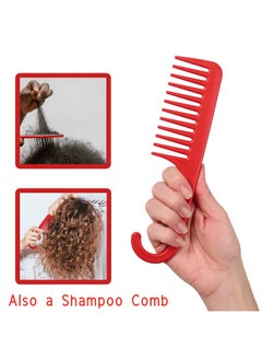 Allegro Combs Allegro Combs #1002 Wide Tooth Comb Shower Comb With Hook For Curly Hair Wet Or Dry Detangle Women’s Combs Made In The Usa 1 Pc. (Red)  - Image 5