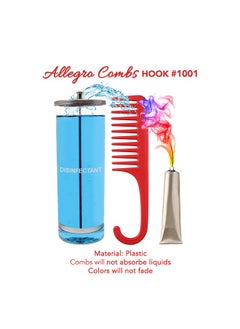 Allegro Combs Allegro Combs #1002 Wide Tooth Comb Shower Comb With Hook For Curly Hair Wet Or Dry Detangle Women’s Combs Made In The Usa 1 Pc. (Red)  - Image 4