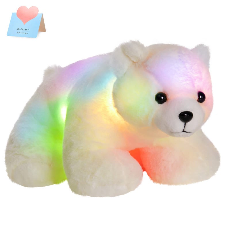 BSTAOFY Light up Polar Bear Stuffed Animal LED Night Light Soft Plush Toy Glow Gift for Kids on Christmas Birthday 11 White - Image 2