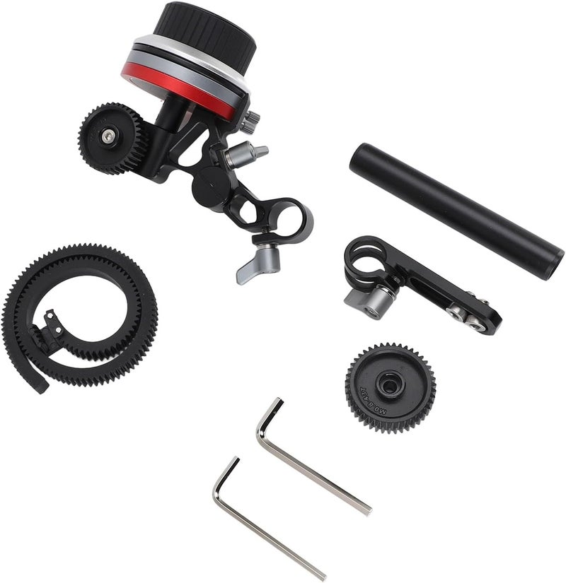 Zunate Follow Focus for DSLR and Mirrorless Cameras, Aluminum Alloy Puller with Handwheel, Lens Gear, 15mm Rod Clamp, and Adjustable Tilt Angle for Video - Image 4