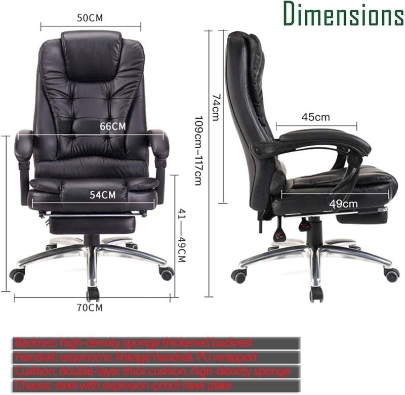 Office Chiar, Computer Gaming Desk Chair, Home Executive Office Chair Game Chair Wide Seat, Adjustable Height Swivel Desk Chair with Lumbar Support Footrest (Black) - Image 3