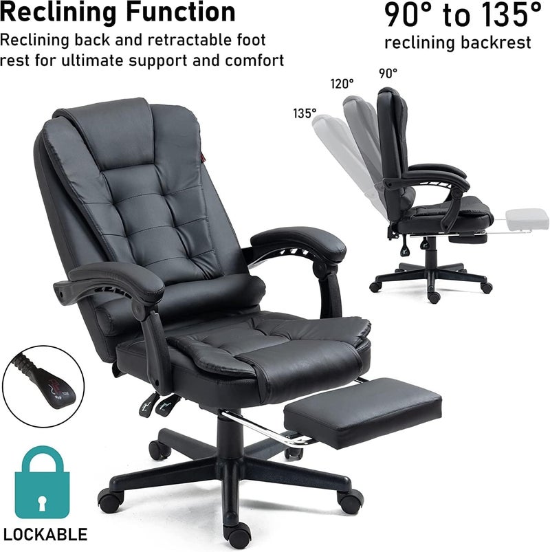 Office Chiar, Computer Gaming Desk Chair, Home Executive Office Chair Game Chair Wide Seat, Adjustable Height Swivel Desk Chair with Lumbar Support Footrest (Black) - Image 5