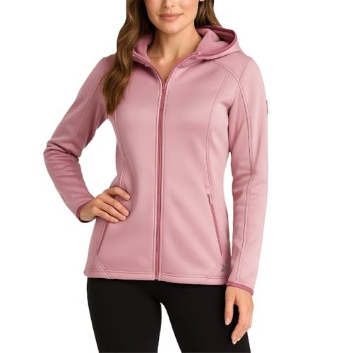 Reebok Womens Jacket - Athletic Performance Softshell Zip Up Fleece Jacket with Hood - Lightweight Jackets for Women, Size X-Large, Dusty Rose - Image 1