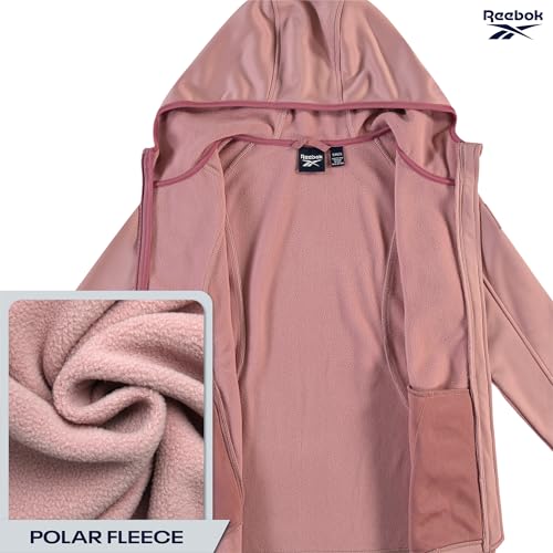 Reebok Womens Jacket - Athletic Performance Softshell Zip Up Fleece Jacket with Hood - Lightweight Jackets for Women, Size X-Large, Dusty Rose - Image 4