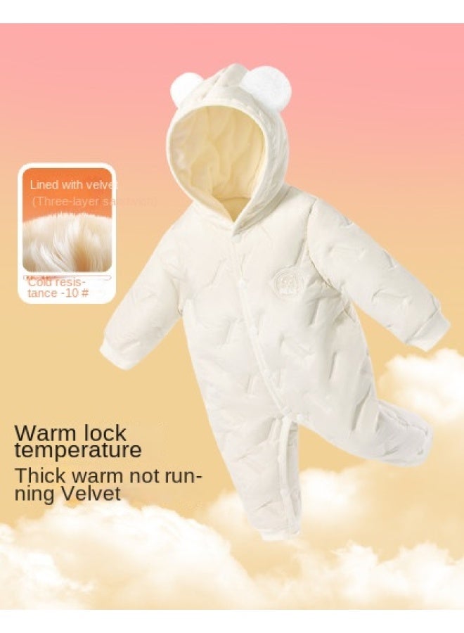 DEESHA Three-layer Cotton Padding】baby Bodysuits For Autumn And Winter, Newborn Clothes, Full-month Cotton Outfits, Baby's 100-day Celebration Garments, Crawler Suits - Image 1