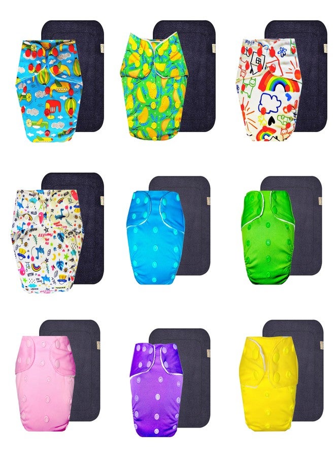 حفاضات قماشية فاخرة من دمبلدو مع حشوة رمادية (عبوة من 9) | ملائمة تمامًا | مانعة للتسرب | سهلة التنظيف | مناسبة للارتداء طوال اليوم | من 3 أشهر إلى 3 سنوات | للجنسين - Image 1