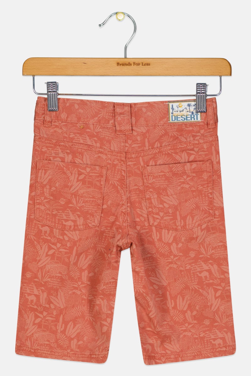 Sergent Major Kids Boy Graphic Print Bermuda Shorts, Rust  - Image 2