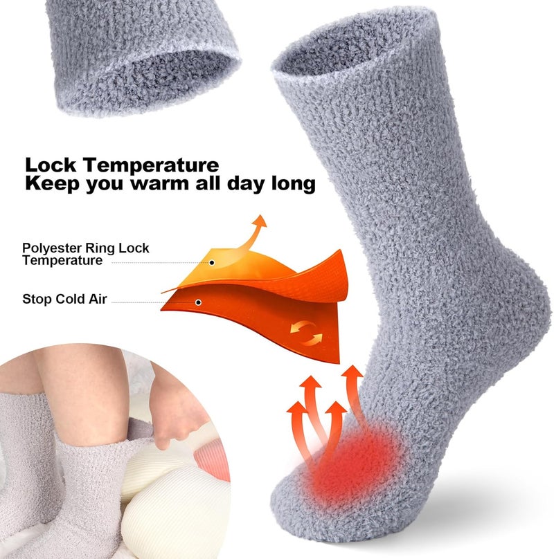 YSense 6 Pairs Mens Fuzzy Fluffy Slipper Socks, Winter Warm Thick Soft Cabin Stocking Comfy Sleep Plush Fleece House Socks - Image 2