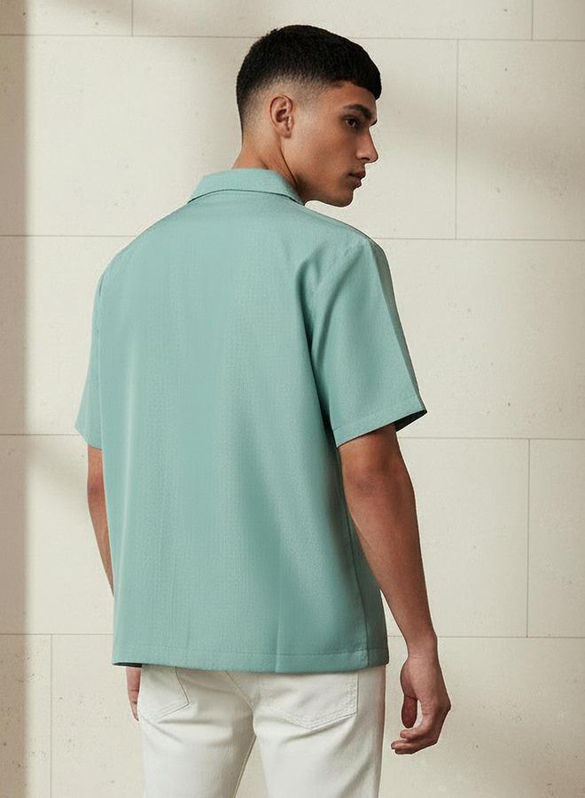 Splash FAV Men Regular Fit Camp Collar Textured Short Sleeves Shirt - Image 3