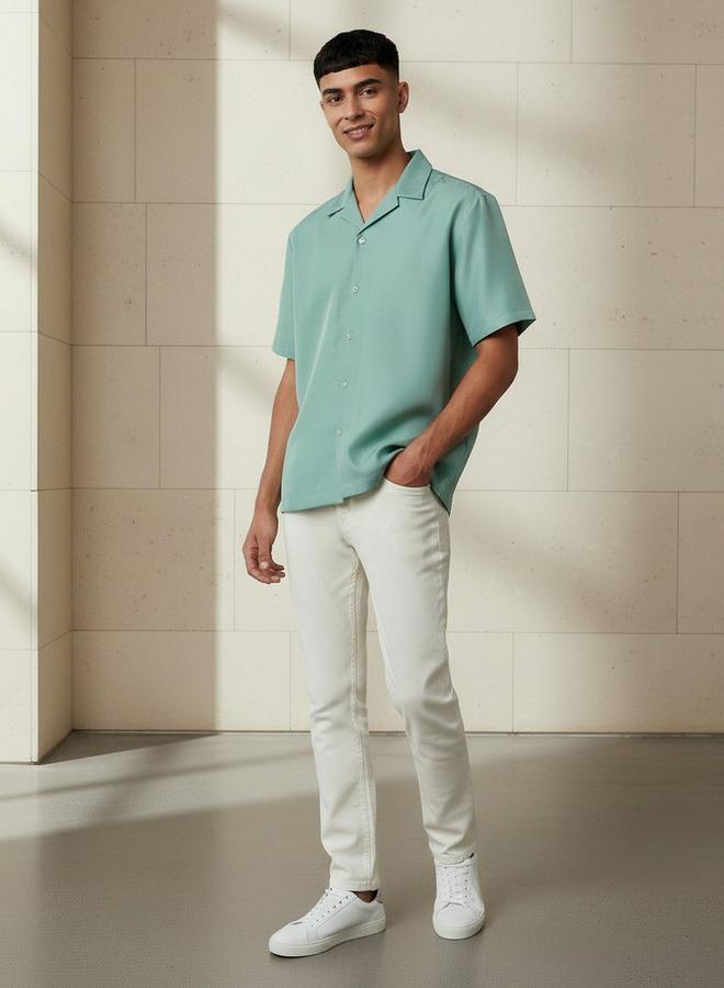 Splash FAV Men Regular Fit Camp Collar Textured Short Sleeves Shirt - Image 2