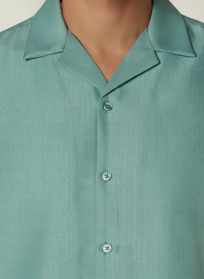 Splash FAV Men Regular Fit Camp Collar Textured Short Sleeves Shirt - Image 4