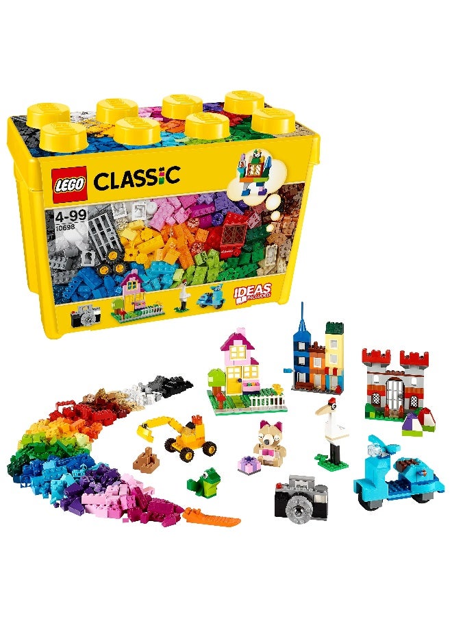 LEGO Classic Large Creative Brick Storage Box Set, Building Toys for 4 Plus Year Old Boys & Girls, Creative Construction Kit with Windows, Doors, Wheels and a Green Baseplate, Gift for Kids 10698 (790 pieces) - Image 1