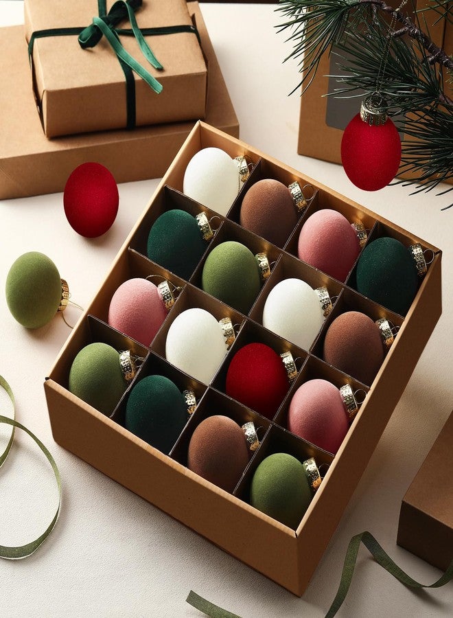 PullCrease 24 Pcs Velvet Christmas Ornaments 2.36 Inch Neutral Shatterproof Plastic Velvet Balls Flocked Ornaments for Christmas Tree Hanging Decorations (Multicolored) - Image 1