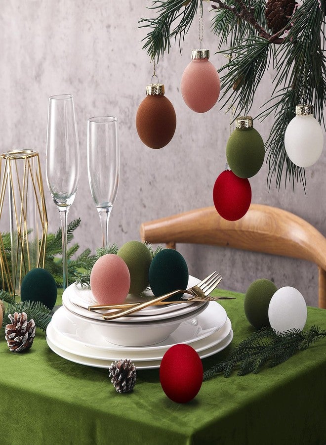 PullCrease 24 Pcs Velvet Christmas Ornaments 2.36 Inch Neutral Shatterproof Plastic Velvet Balls Flocked Ornaments for Christmas Tree Hanging Decorations (Multicolored) - Image 2