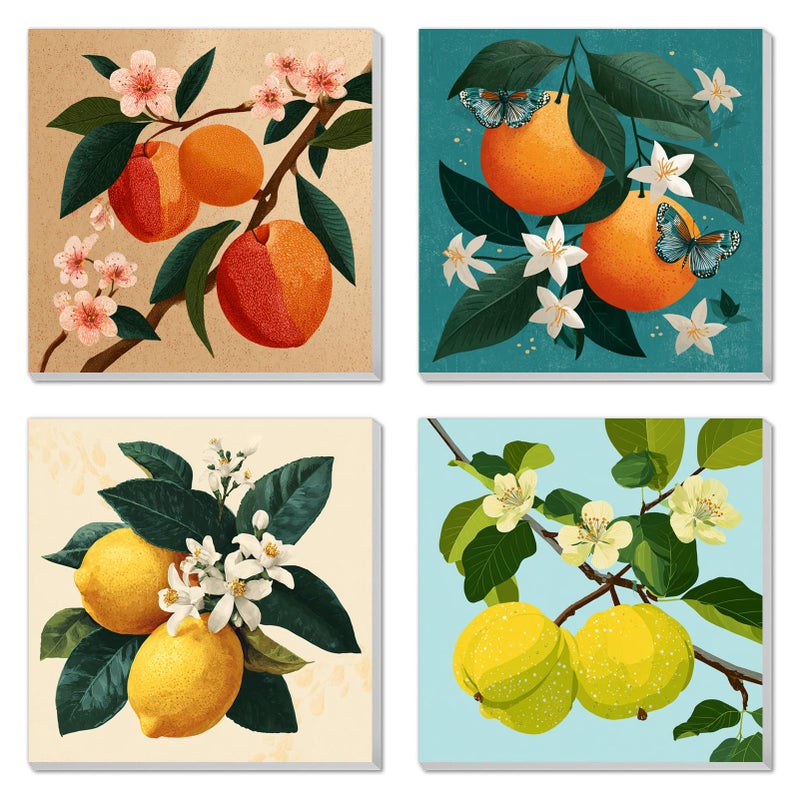 Banket 4 Pack Framed Paint By Numbers Kit for Adults Beginner Fruit Adult Paint By Number Kits on Canvas Green Plant Painting By Numbers for Adults with Frame Diy Painting Kits for Home Wall Art 8x8 Inch - Image 1