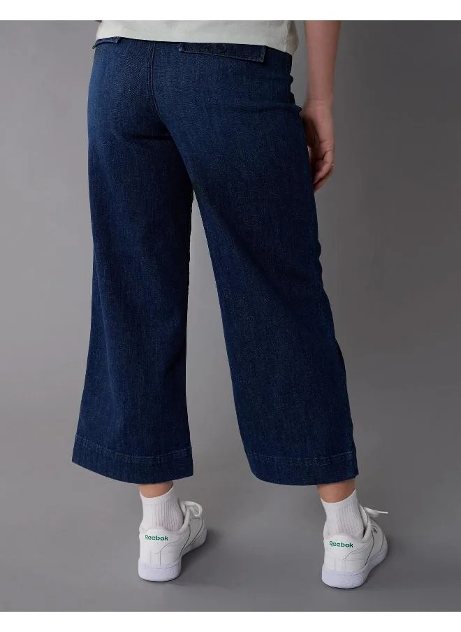امريكان ايجل AE Stretch Ripped Super High-Waisted Baggy Wide-Leg Crop Jean