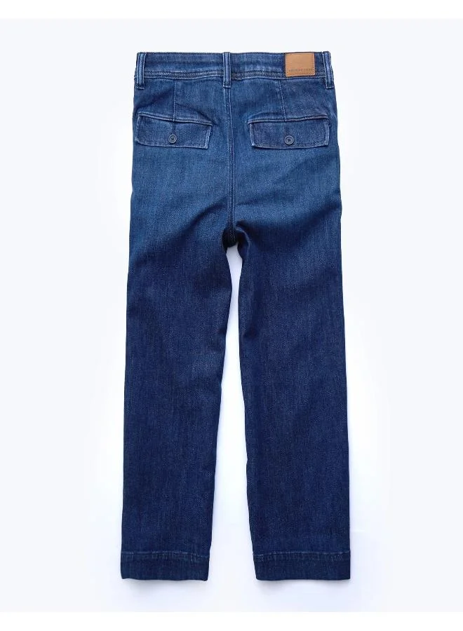 امريكان ايجل AE Stretch Ripped Super High-Waisted Baggy Wide-Leg Crop Jean