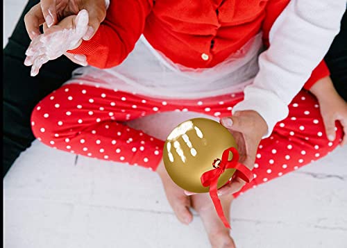 Tiny Ideas Christmas Baby's Handprint Ball Ornament, Included Paint for Baby Print, Newborrn Holiday Keepsake Gift, DIY Classic Hanging Bauble, Gold - Image 3