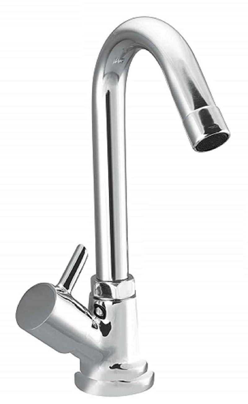 JAGGER صنبور حوض غسيل مثبت على السطح من النحاس JBA206 للحمام، صنبور حوض غسيل بلمسة نهائية من الكروم مع تدفق رغوي 15 مم (فضي) مع شريط تفلون وفلانج حائط (تيربو) - Image 1