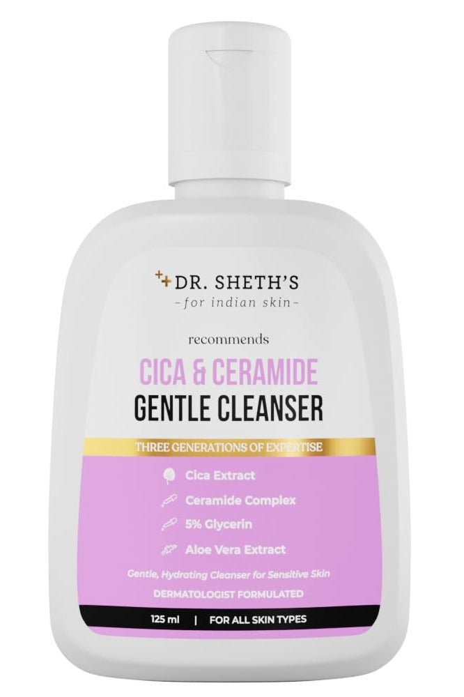 Dr. Sheth's Cica & Ceramide Gentle Cleanser|Hydrating Face Wash For Normal, Dry & Sensitive Skin|With 5% Glycerin & Aloe Vera|Face Wash For Men & Women|125Ml - Image 1