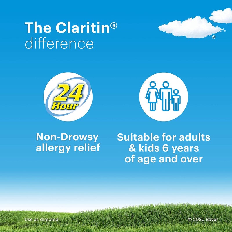 Claritin كلاريتين 24 ساعة دواء للحساسية غير مسبب للنعاس قوة وصفة تخفيف الحساسية لوراتادين أقراص مضادة للهستامين 45 عدداً - Image 5