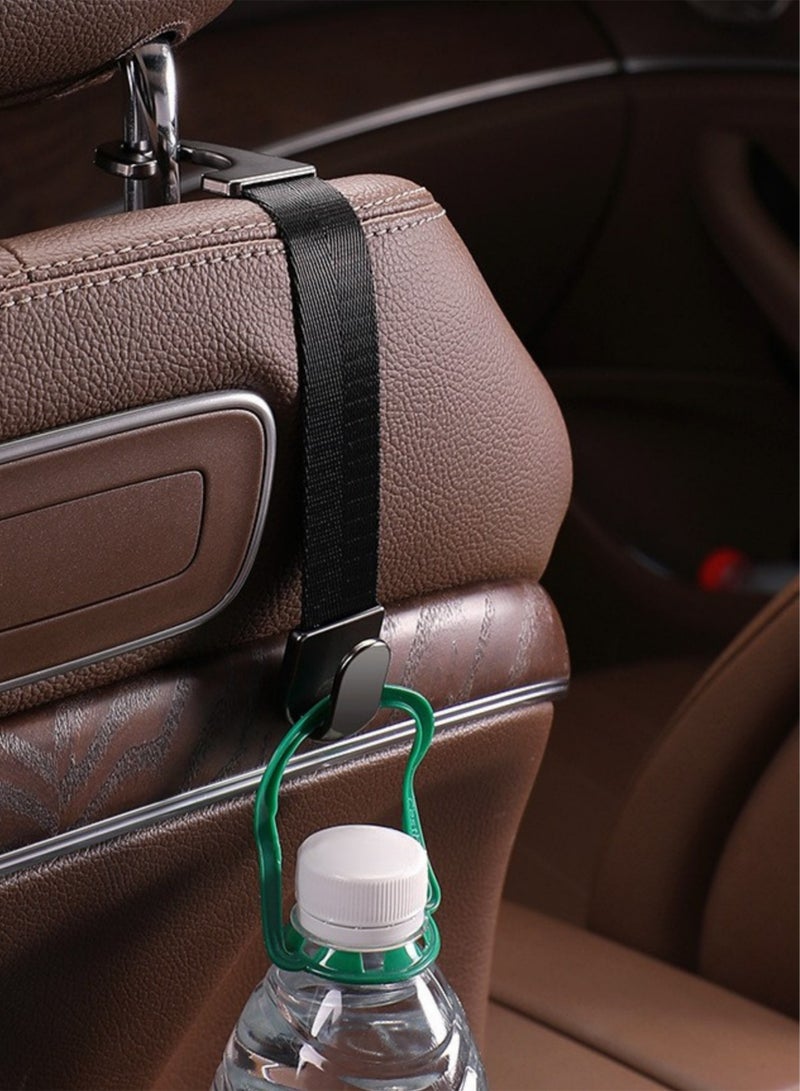 Premium Woven Nylon Strap Car Hooks - Heavy Duty Metal Core Headrest Hanger, 20kg Capacity for Purses/Bags/Grocery (Black) - Image 5
