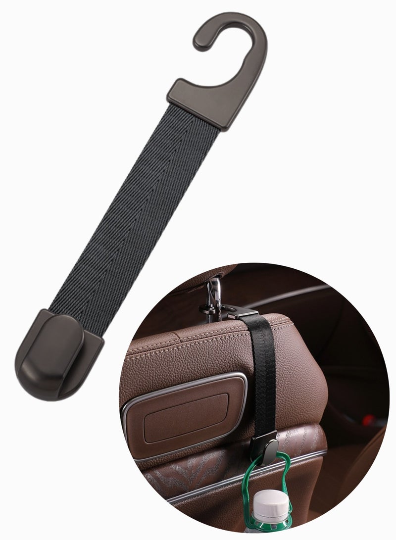 Premium Woven Nylon Strap Car Hooks - Heavy Duty Metal Core Headrest Hanger, 20kg Capacity for Purses/Bags/Grocery (Black) - Image 1