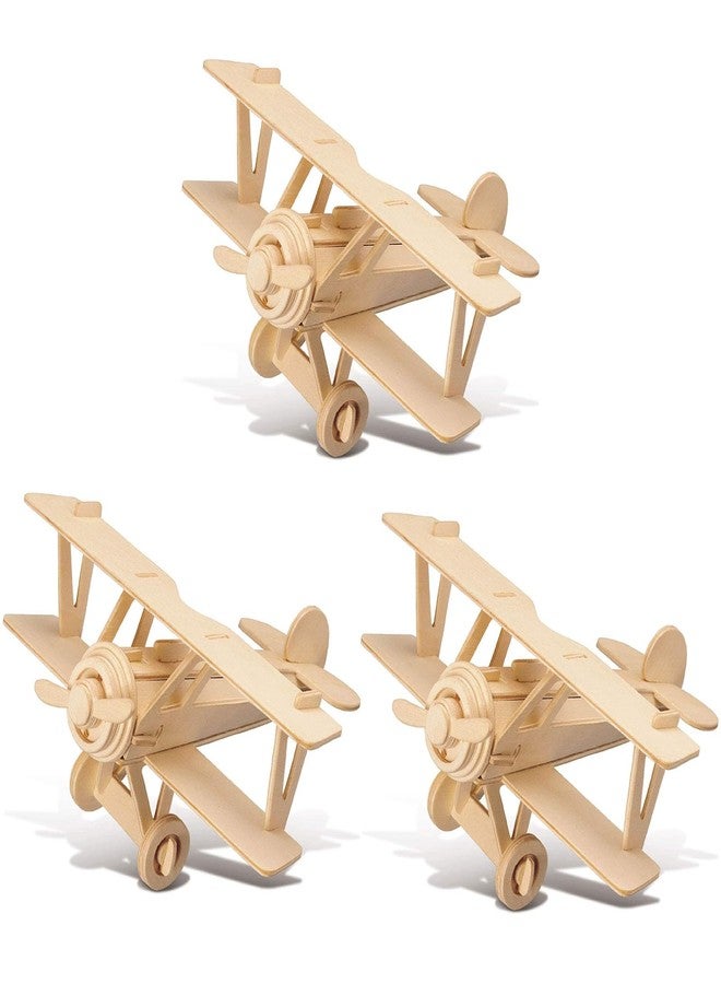 TOYANDONA 3 Pack Wooden DIY Crafts Plane, Mini Assemble Painting Airplane Model Toys Wood 3D Puzzles Construction Kits for Kids School Craft Decor Projects - Image 1