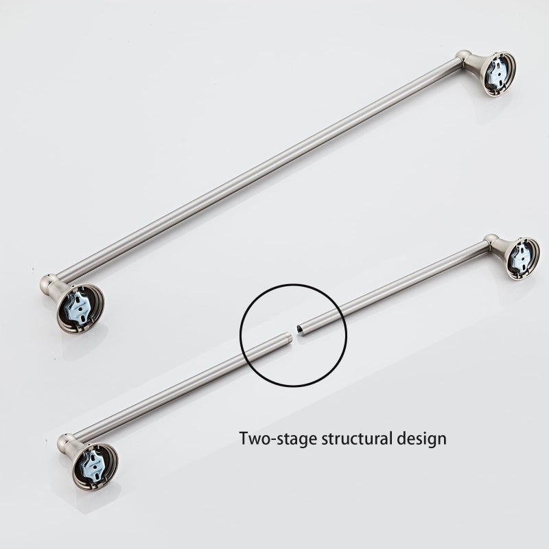 BTHRMHW 4-Piece Towel Bar Set, 24 Inch Towel Racks for Bathroom Wall Mounted in Brushed Nickel, SUS304 Stainless Steel Complete Bathroom Hardware - Image 3