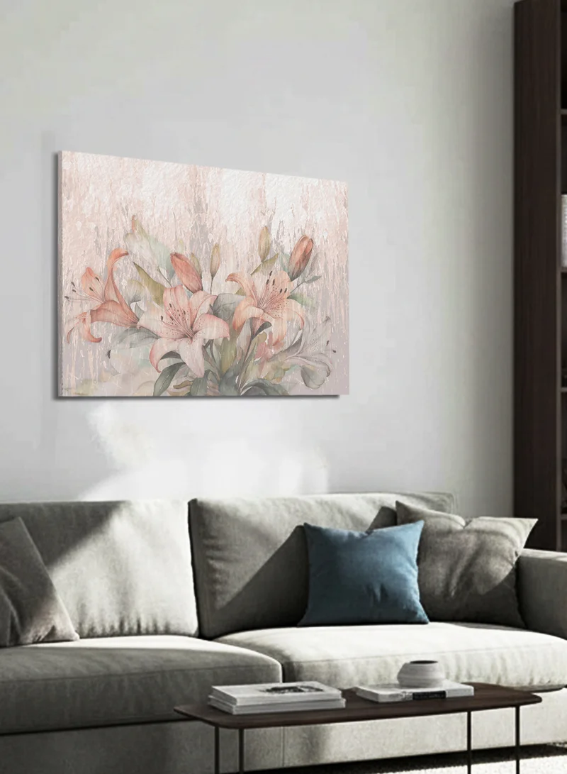 LOWHA Canvas Wall Art Stretched Over Wooden Frame with Flowers Abstract Design