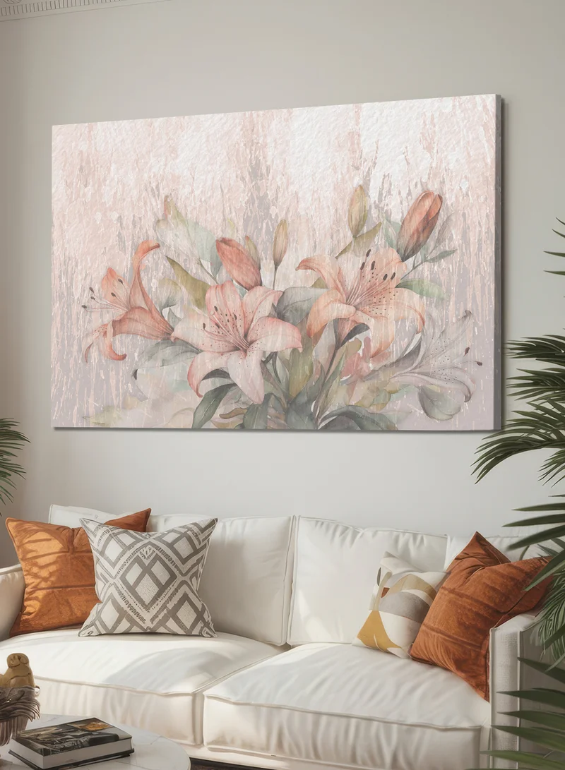LOWHA Canvas Wall Art Stretched Over Wooden Frame with Flowers Abstract Design