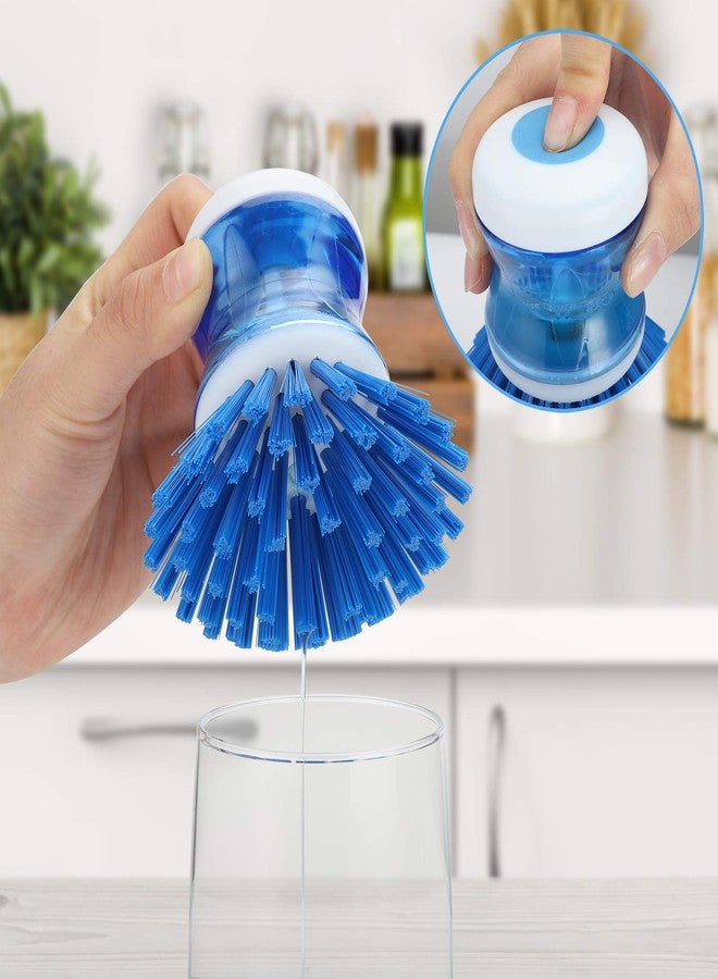 YeuDeuy Dish Brush with Soap Dispenser for Dishes Pot Pan Kitchen Sink Scrubbing, Blue 2pcs - Image 4