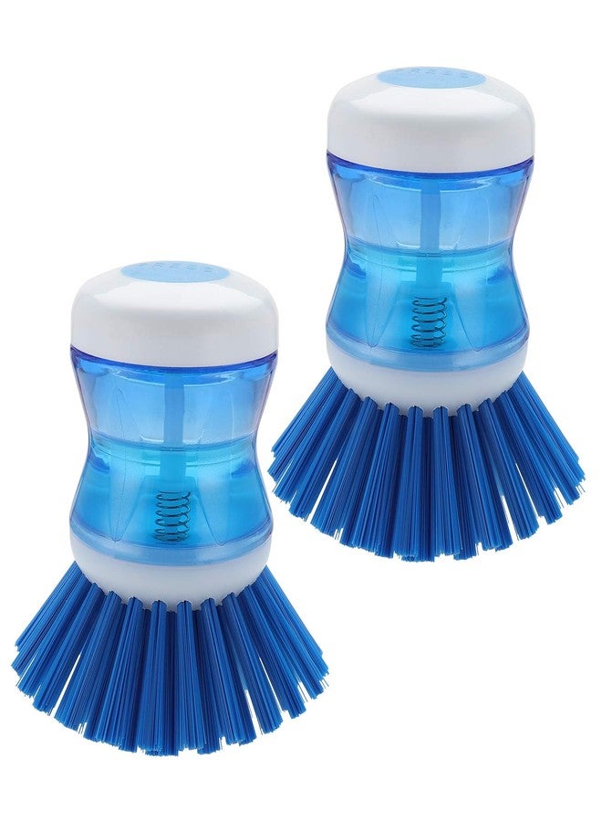 YeuDeuy Dish Brush with Soap Dispenser for Dishes Pot Pan Kitchen Sink Scrubbing, Blue 2pcs - Image 1