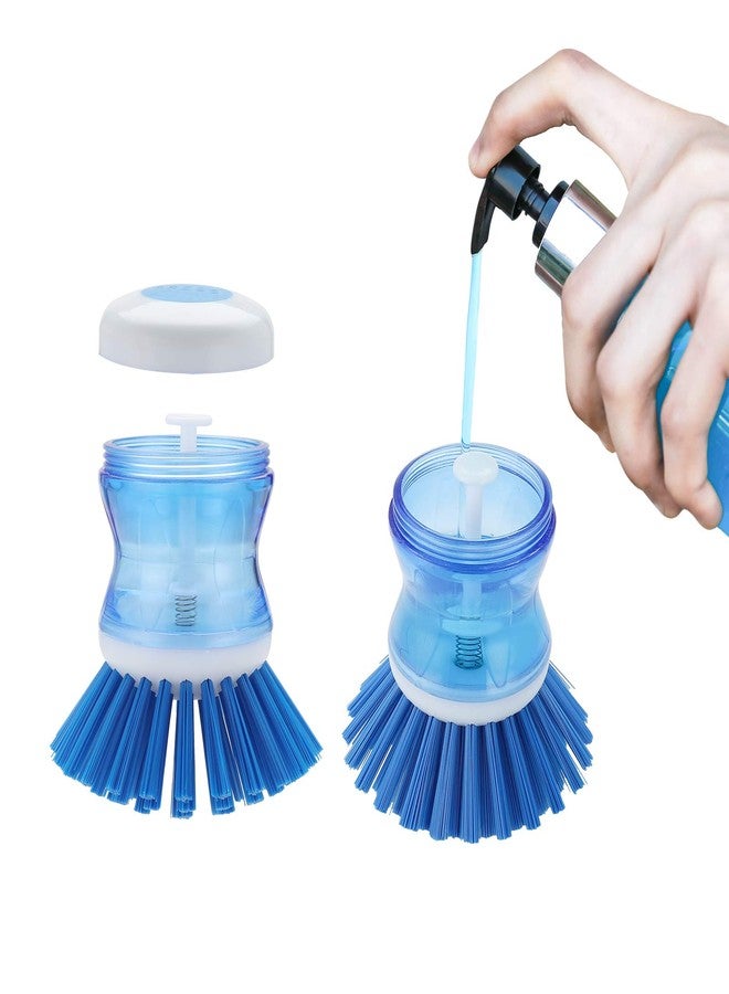 YeuDeuy Dish Brush with Soap Dispenser for Dishes Pot Pan Kitchen Sink Scrubbing, Blue 2pcs - Image 3